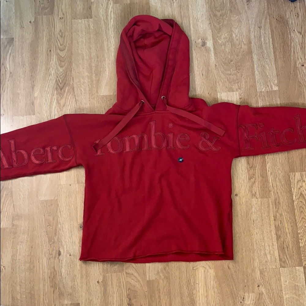 Abercrombie and Fitch Red Cropped Hoodie